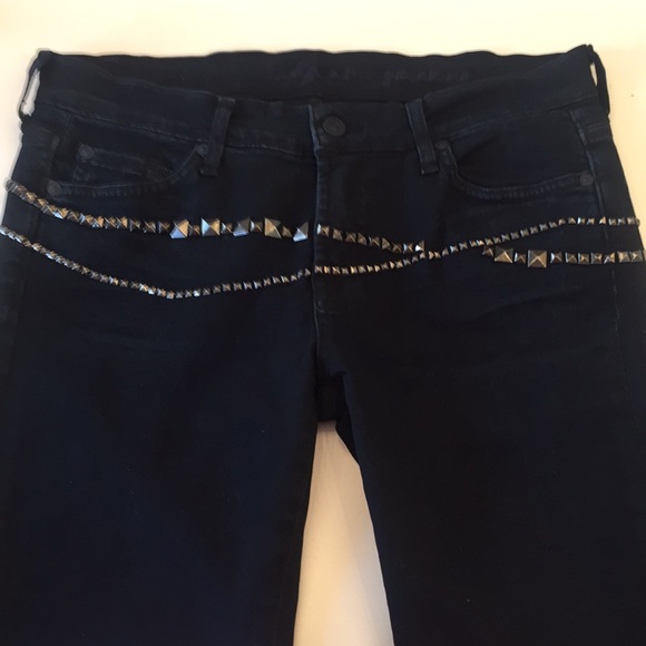 New, 7 for All Mankind, Black Jeans 2 studded 30 - Picture 1 of 15